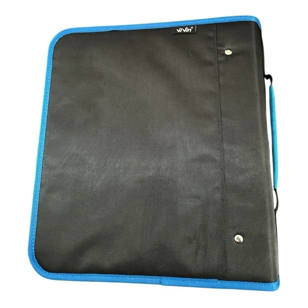 ViVin Blue Zipper Binder 2” Ring w/ Strap & Handle – 450 Sheet Capacity
